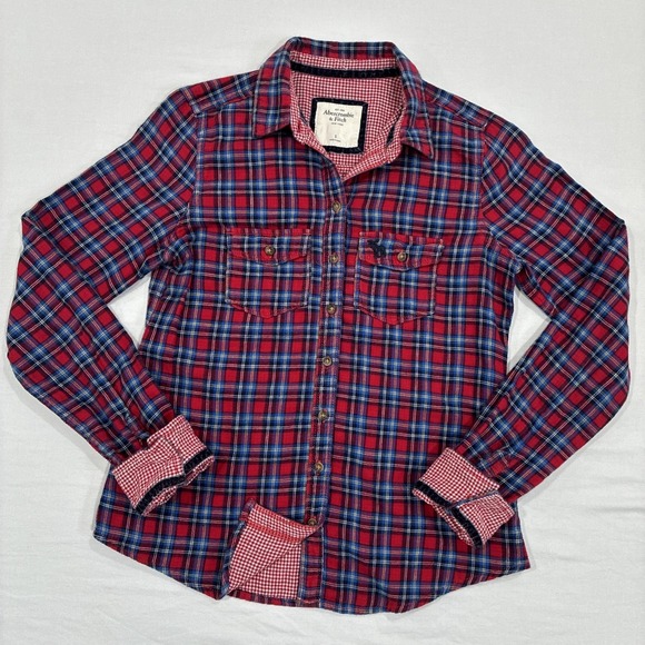 Abercrombie & Fitch Tops - Abercrombie & Fitch Shirt Womens Small Red Flannel Button up Plaid